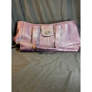 Coach Purple Pebbled Leather Bag Tote Purse Medium